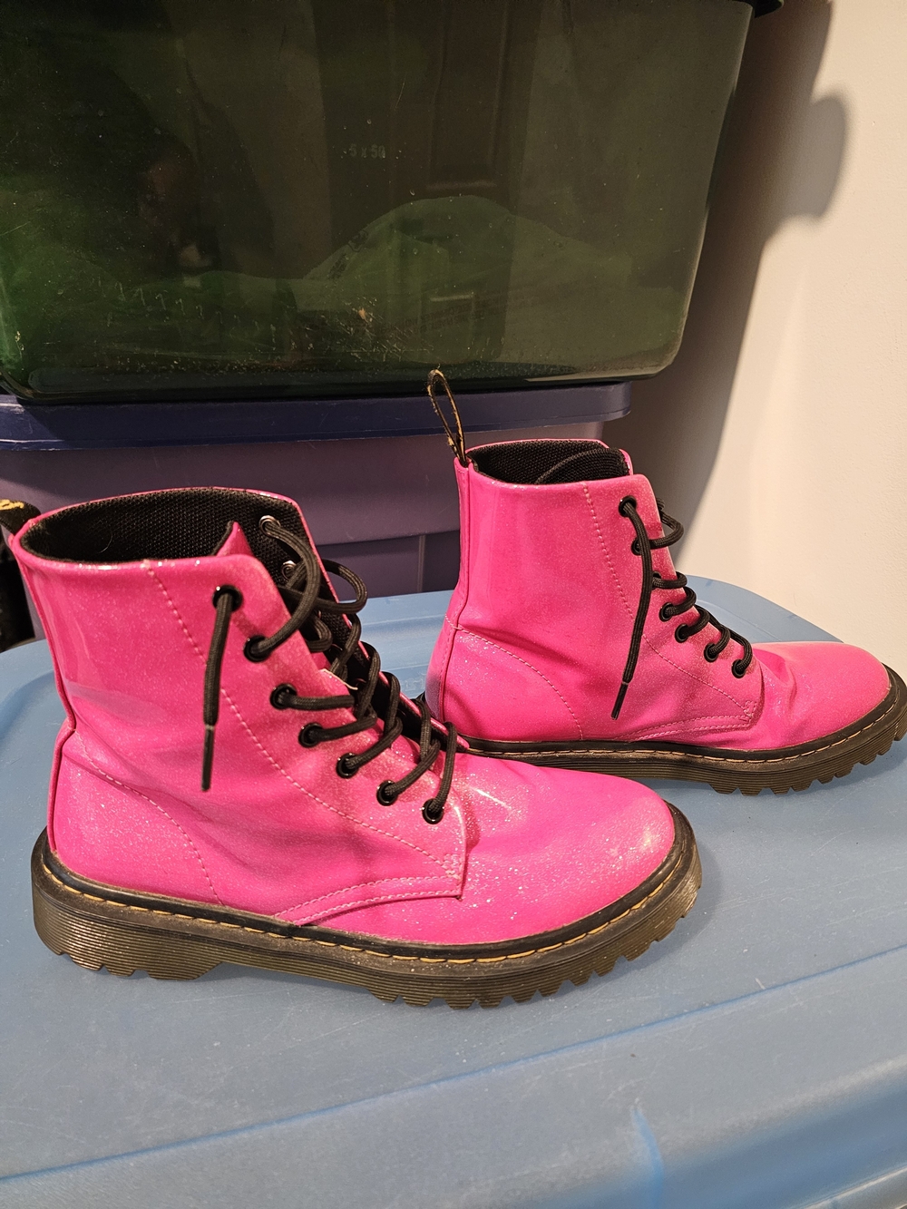 Glittery Hot Pink Dr. Martens Boots - Picture 2 of 7